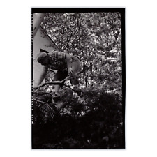 Outdoorsy Woman Clearing Brush Photo 1970s Pile of Pine Branches Snapshot F830