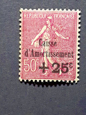 TIMBRE CAISSE D'AMORTISSEMENT semeuse 25c/50c N°254 NEUF * rose lilas TTB