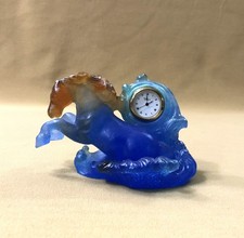 sculpture glass paste signed DAUM FRANCE model CHEVAL DE MARLY clock clock