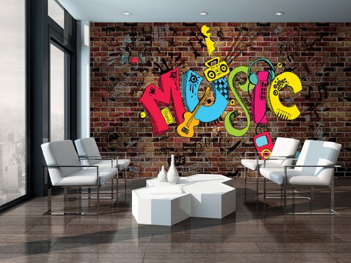 Papier peint graffiti musical - graffiti,