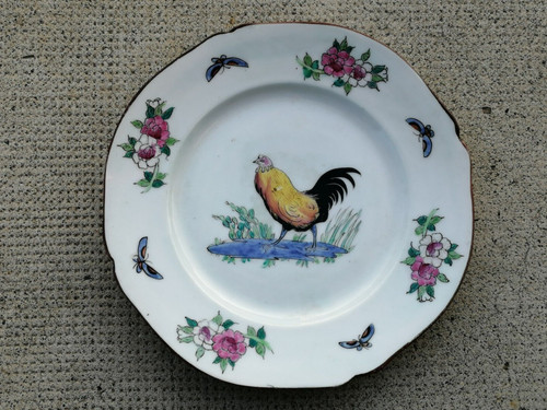 Ancienne assiette coq poule