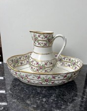 Paris Manufacture De La Reine No Sevres Porcelain Pitcher and Basin