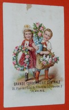CHROME 1890-1914 LARGE CENTRAL SHOEMAKING LE HAVRE CHILDREN WREATHS FLOWERS