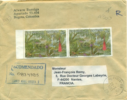 Colombia 1995 registered cover - 1995,