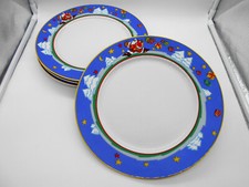 1121) 4 LARGE PLATES DECOR SANTA PORCELAIN SPAL SOLAFRANCE 27cm