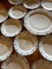 Service à dessert en porcelaine de Limoges argenté 13 pièces Art Déco 1925