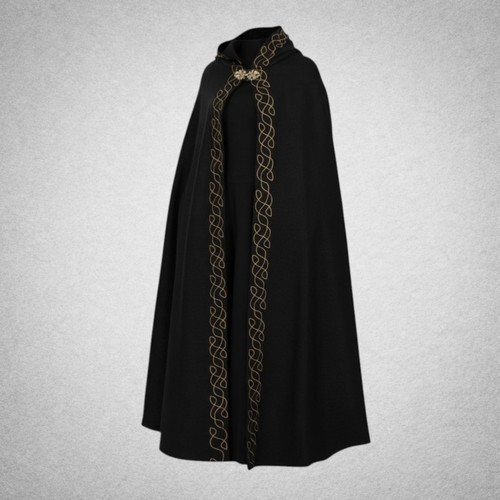 Cape médiévale noire capuche - cape,
