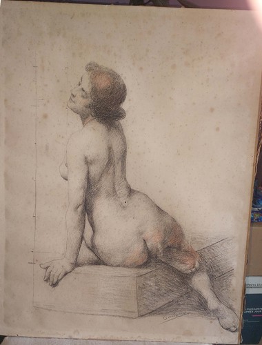 Grand dessin sur papier fusain - papier,