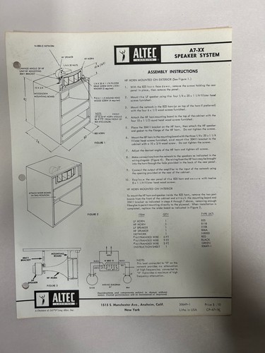 Vtg original altec xx - original,