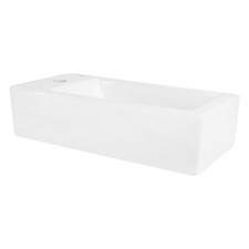 Lave-mains blanc céramique trou de robinet à gauche lavabo vasque WC 51 x 25 cm