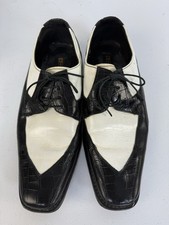 Vintage Stacy Adams 10.5 Rockabilly Oxford Shoes Two Tone Black White