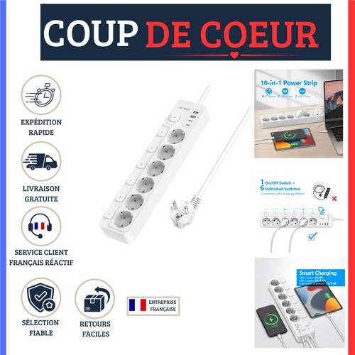 Jsver multiprise usb prises - 6,