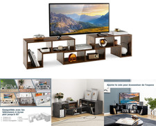 Meuble TV Bas Support Télévision Étagère de salon en MDF Noir/Blanc/Café/Gris