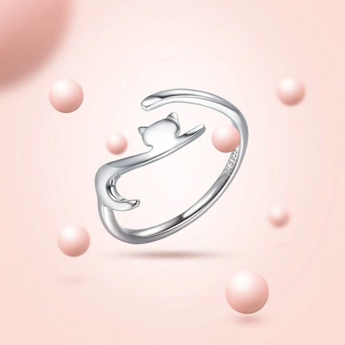 Bague argent sterling - bague, chat