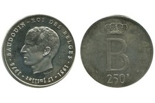 250 Francs Baudouin Ier Légende Française - Belgique Argent