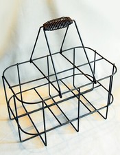 Panier porte bouteilles en métal vintage et poignée (6 compartiments).