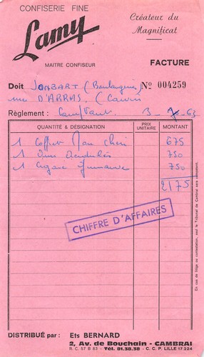 1963 facture confiserie - ,