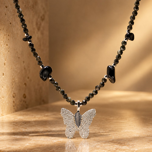Collier obsidienne - collier, d’obsidienne