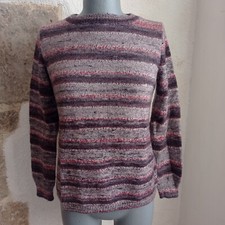 Pull vintage gris marron rose
