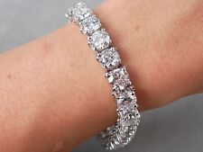 Wedding Tennis Bracelet Solid 14k White Gold 7 Carat Round Cut For Women