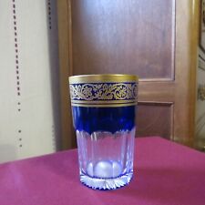 1 Glass Blue Crystal Saint Louis Tea Cup Gold Decor