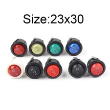 Interrupteurs à bascule ronds 23mm avec ou sans lumière, 2/3 positions, 6A 250V