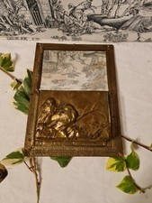 ANCIEN PORTE COURRIER EN LAITON  MARTELE AVEC MIROIR DECOR D'OISEAU ANNEE 30