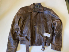 Veste De Moto Vintage En Marron Étiquette XXL Aisselle/Aisselle 25" (mc948)