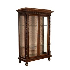 Vitrine Néo-Baroque Ancienne Noyer Verre Italie Fin du XIXe Siècle Originale