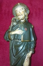 H.46 cm/STATUE RELIGIEUSE/SAINT ROCH ET SON CHIEN/FIN XIXéme-XX/PLATRE PEINT