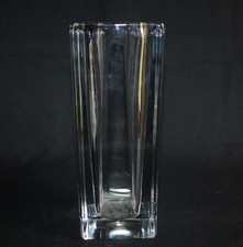 Large crystal vase from Sèvres, modernist shape, tube, height 25 cm