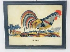 Fixed under glass rooster & chicken & farm & France & painting & late 19th century 