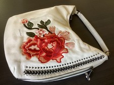 Calvin Klein Handbag Purse Sack Embroidered Flower Western Flair Chain Grommets