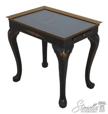 F69747: Vintage Chinoiserie Decorated Glass Top Occasional Table