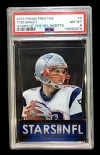 2013 panini prestige #1 tom brady; stars of NFL inserts clear acetate PSA 8