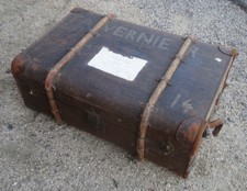 Ancienne malle de voyage allemande German trunk Madler Koffer vintage bois cuir