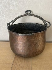 Antique Copper Hanging Fireplace Cauldron