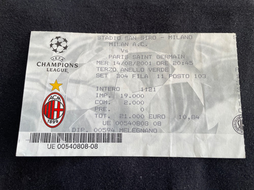 Ticket billet match milan - ticket/billet,