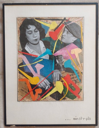 Peinture collage moderniste - peinture,