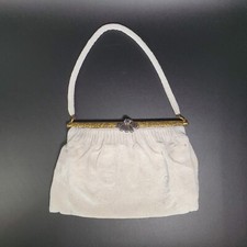 Morabito France Evening Bag Glass Micro-Beaded w/Fleur Band & Rhinestone Clasp