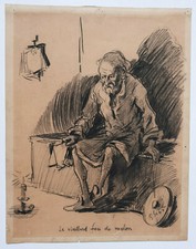 GEORGES GOBO (1876-1958)  Viellard Fou de Melon DESSIN ORIGINAL 30x24cm  XX°