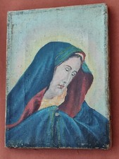Antique Oil On Canvas Virgin Mary Signed