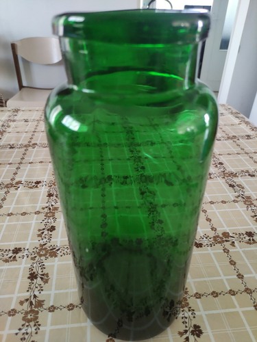 Ancien pot bocal verre vert - bocal,