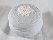 GORGEOUS PORCELAIN FLORAL JEWELRY BOX / BISCUIT 
