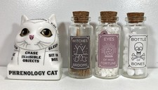 3 MINI HALLOWEEN POTION BOTTLES Plus Phrenology Cat Head