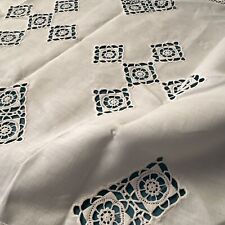 Antique tablecloth, linon lace spindle tablecloths 50x63