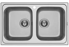 Évier 79x50cm Encastré Athena Trou de Robinet Double Doppel-Spülbecken