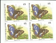 België vlinders blok van 4 MNH postzegels 