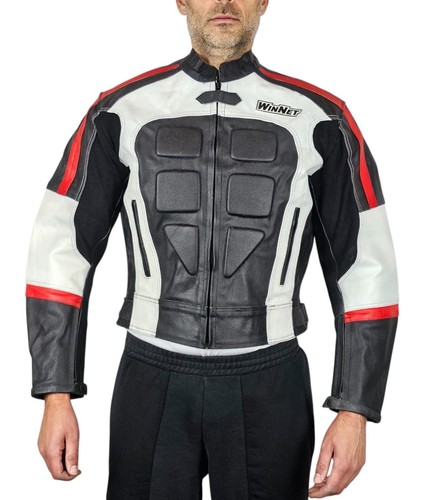 Veste moto cuir rouge - cuir,
