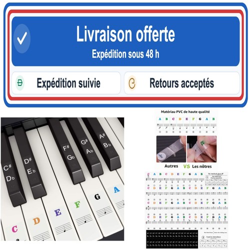 Autocollants clavier piano - , 88